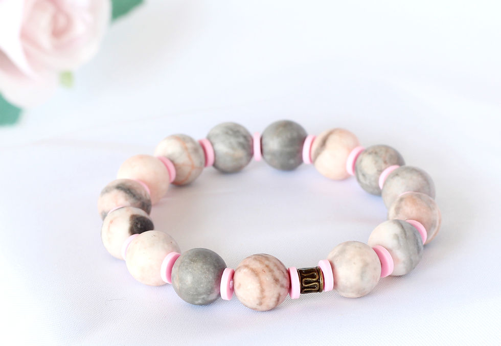 Pink Zebra Jasper Bracelet - Stretchy