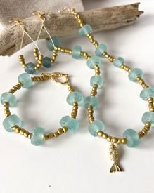 recycled glass earrings and set