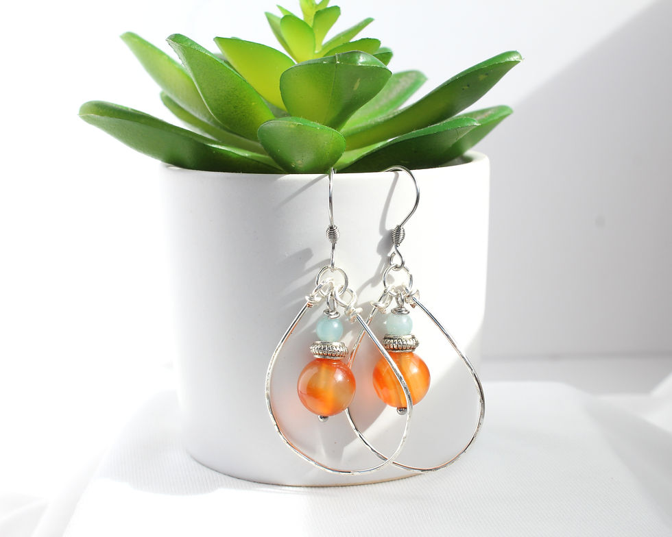 Carnelian amazonite hoop earrings