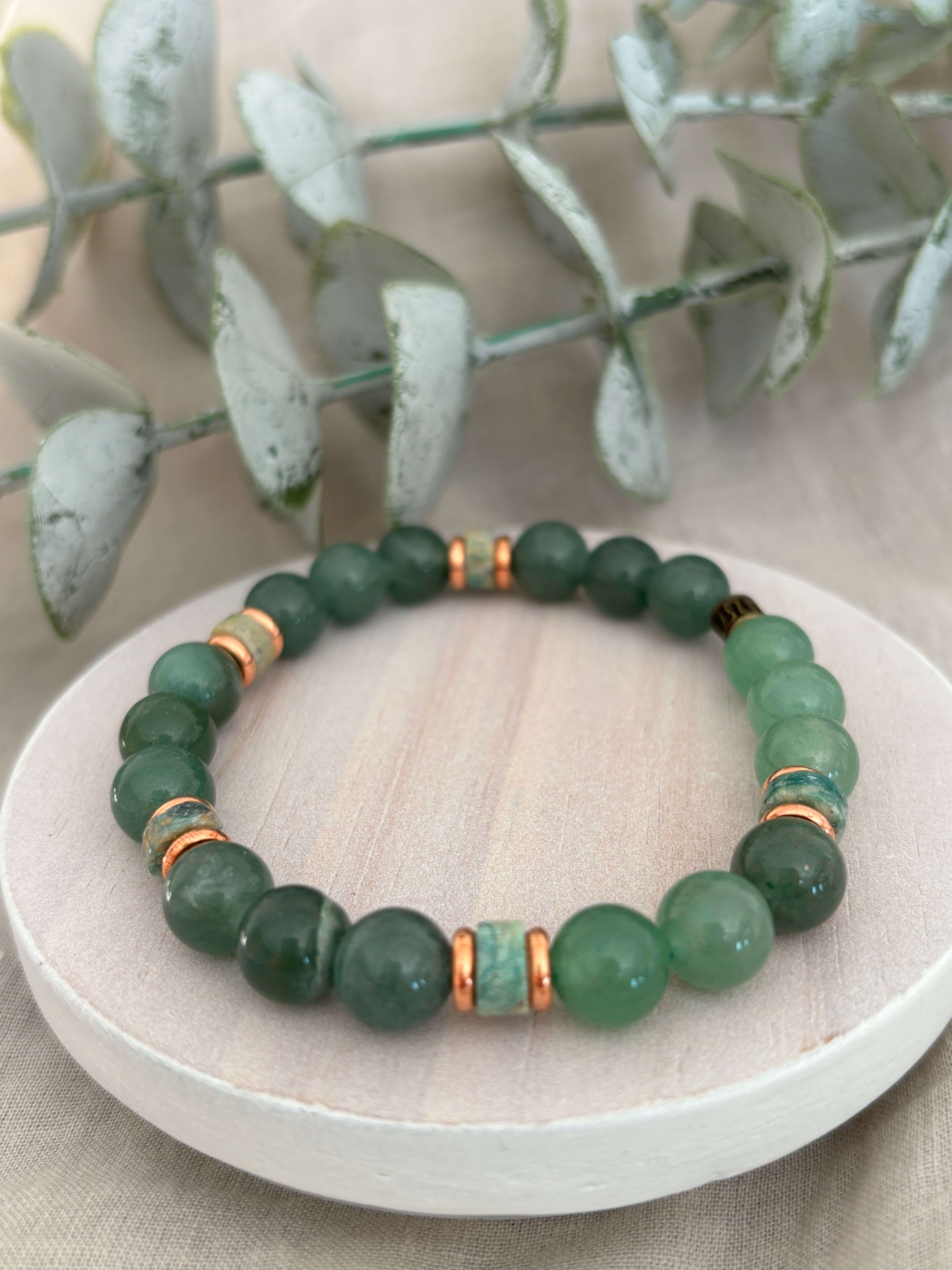 Aventurine and Peruvian Turquoise Stretchy Bracelet