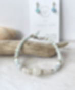 Rose quartz aquamarine bracelet with matching earrings
