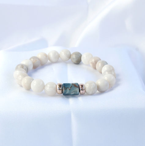 White Crazy Agate Stack Bracelet