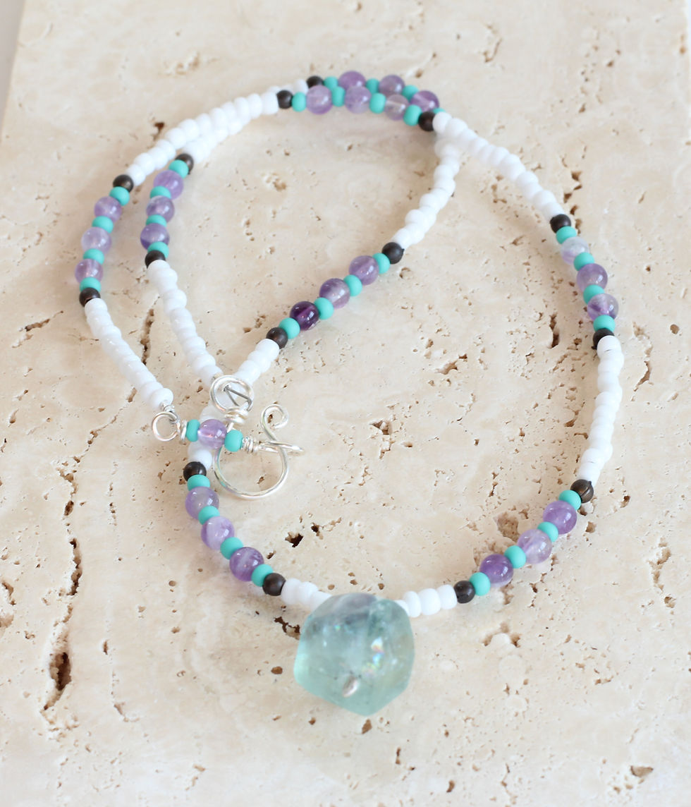Sea Glass & Amethyst Coastal Necklace