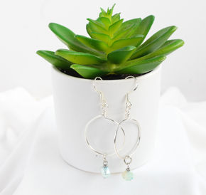 Hammered Hoop Earrings with Blue Freshwater Pearls