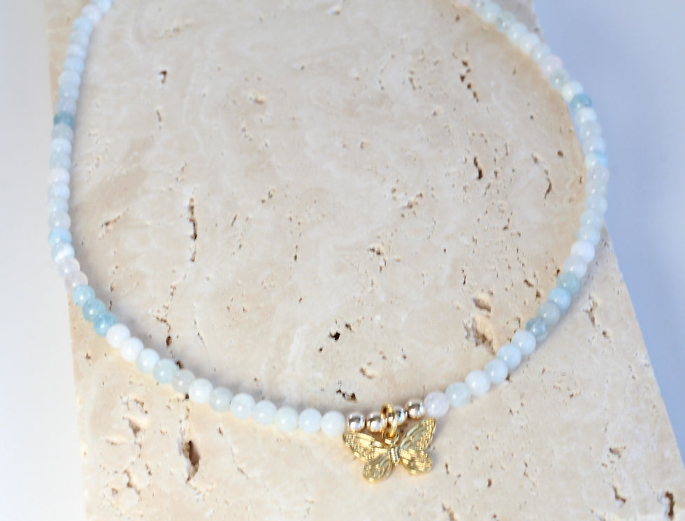 Aquamarine Necklace with butterlfy