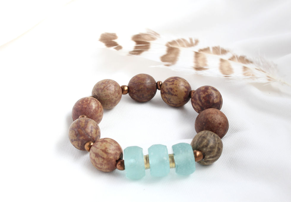 Coastal wooden beaded bracelet