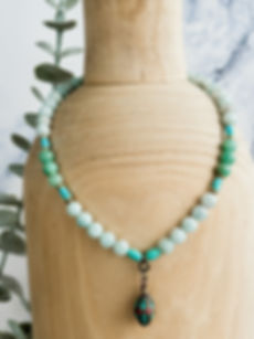 aquamarine necklace with amazonite