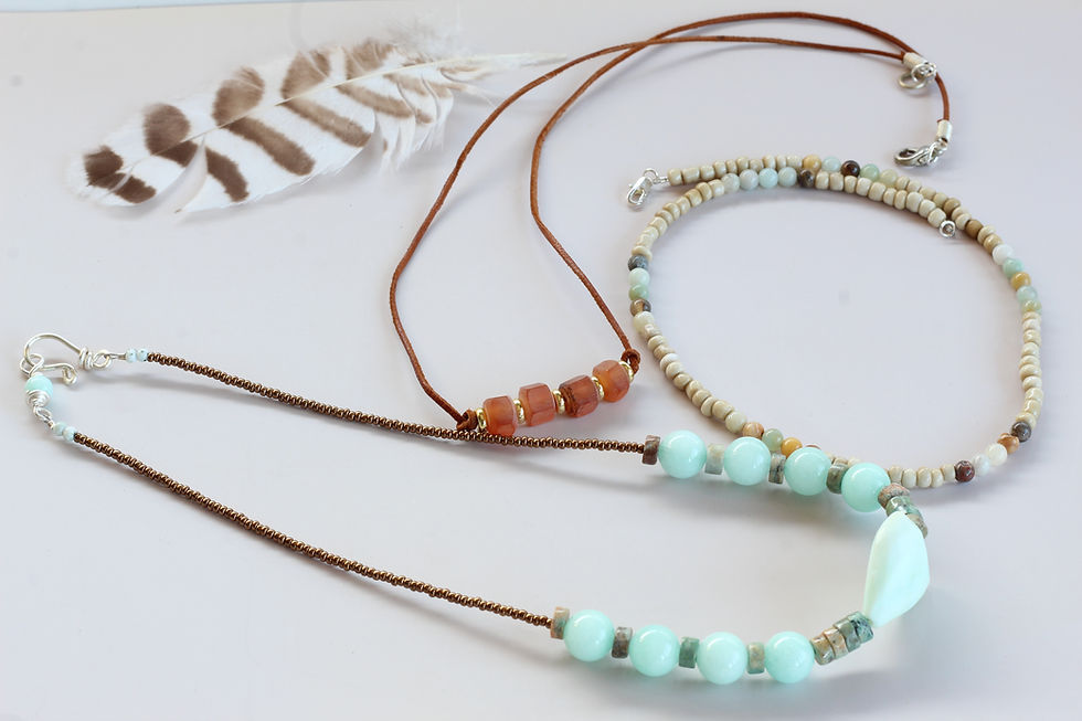 earth toned layered boho necklace set