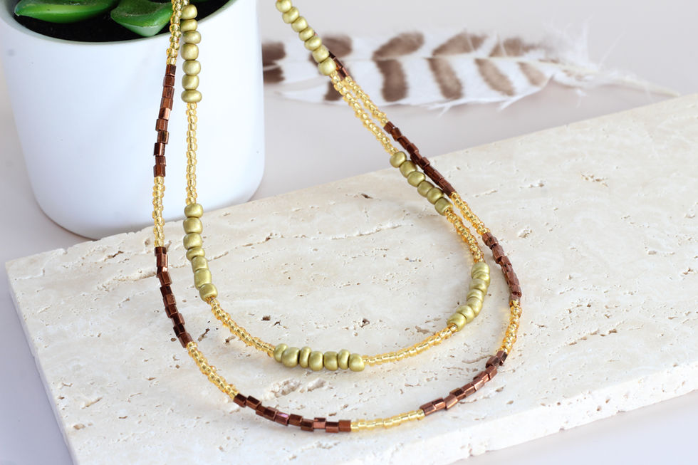 Gold and Bronze Layered Boho Necklace