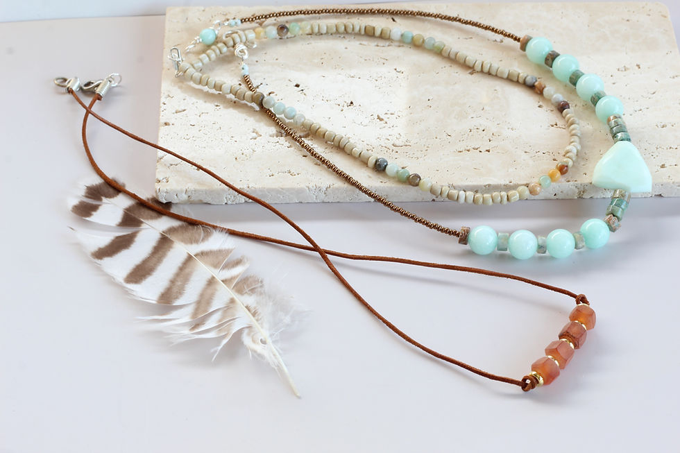 earth toned layered boho necklace set
