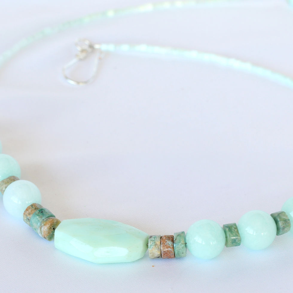 Earth Toned Boho Beaded Necklace Set - Min Candy Jade