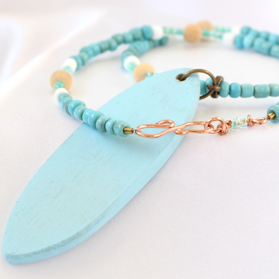 Surfboard necklace by Deb Carr Jewellery