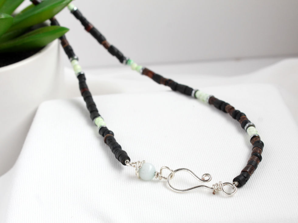 Amazonite Necklace with Wooden Beads