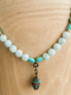 aquamarine necklace with amazonite