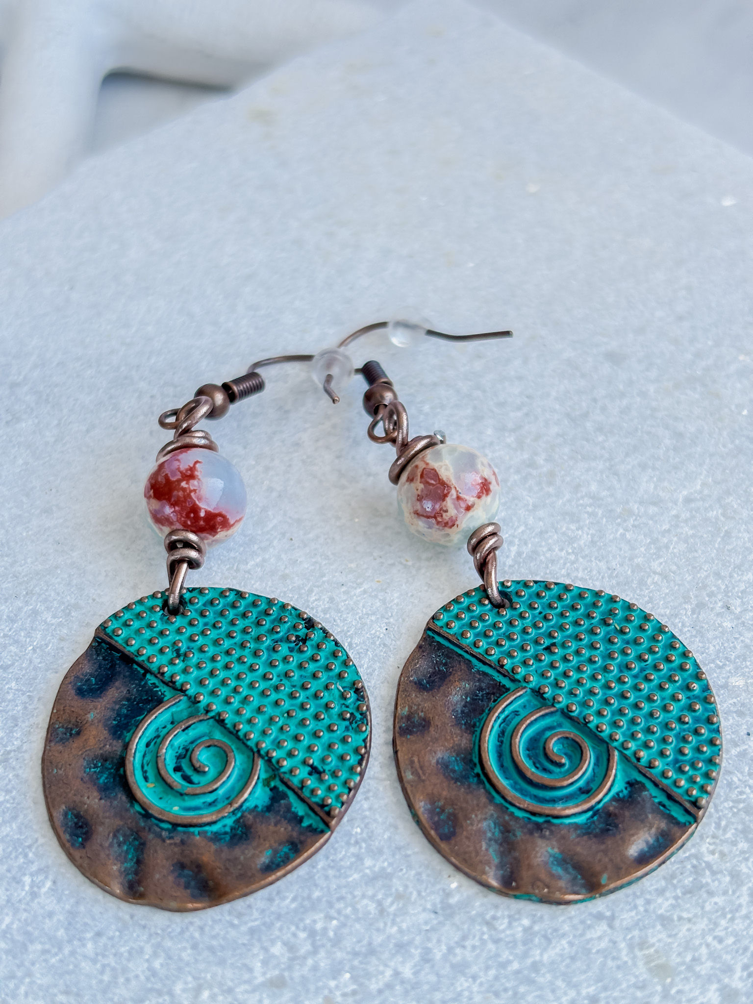 Aztec Earrings with blue snakeskin jasper