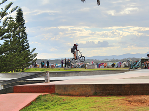 BMX rider on skate park