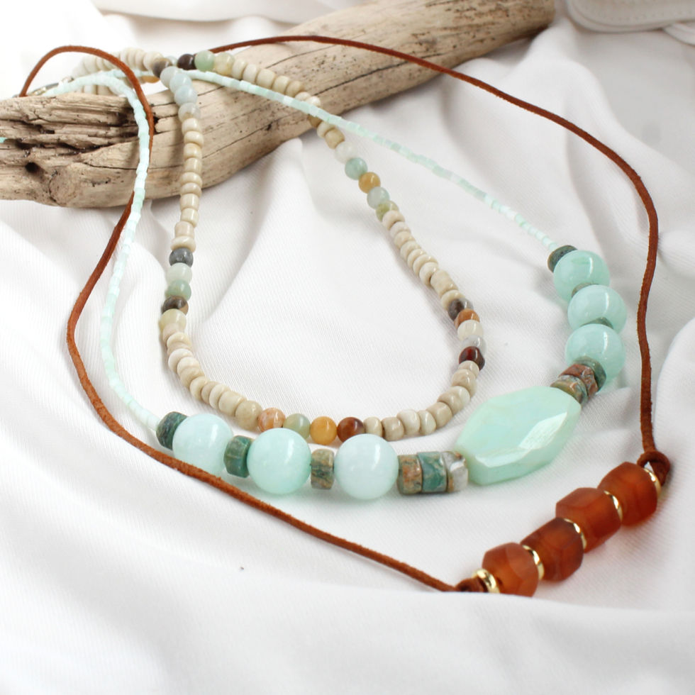 Earth Toned Boho Beaded Necklace Set