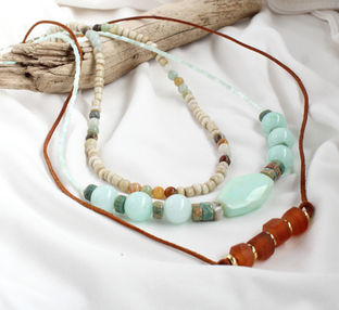 earth toned boho layered necklace set