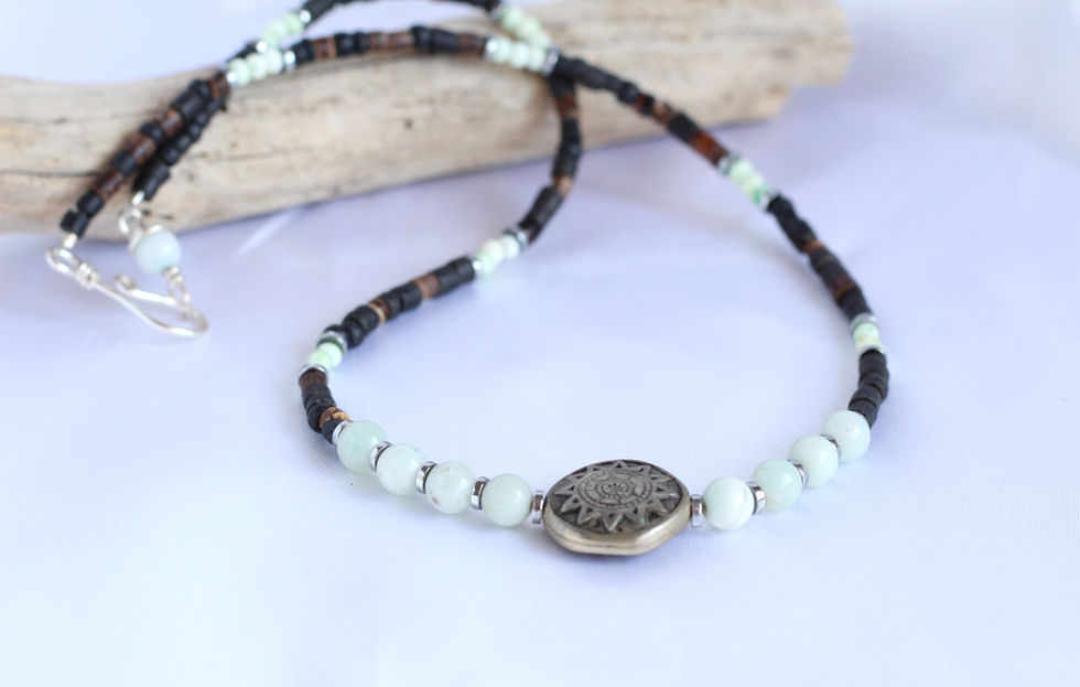Amazonite Necklace with Wooden Beads