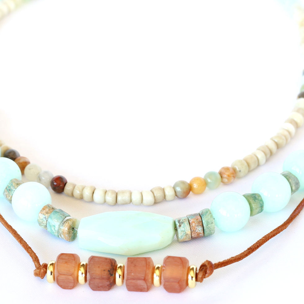 Earth Toned Boho Beaded Necklace Set