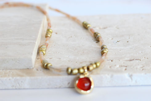 Carnelian Necklace beaded necklace handmade