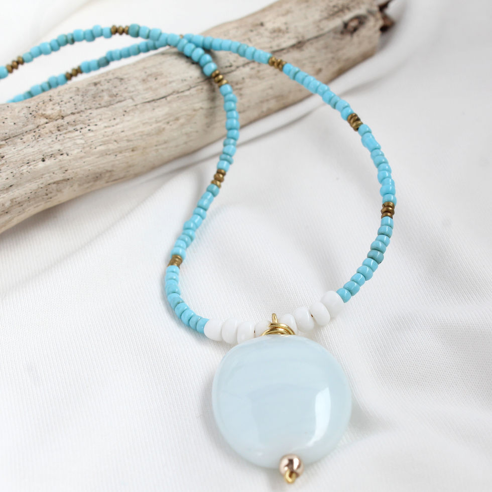 Blue Coastal Beaded Necklace