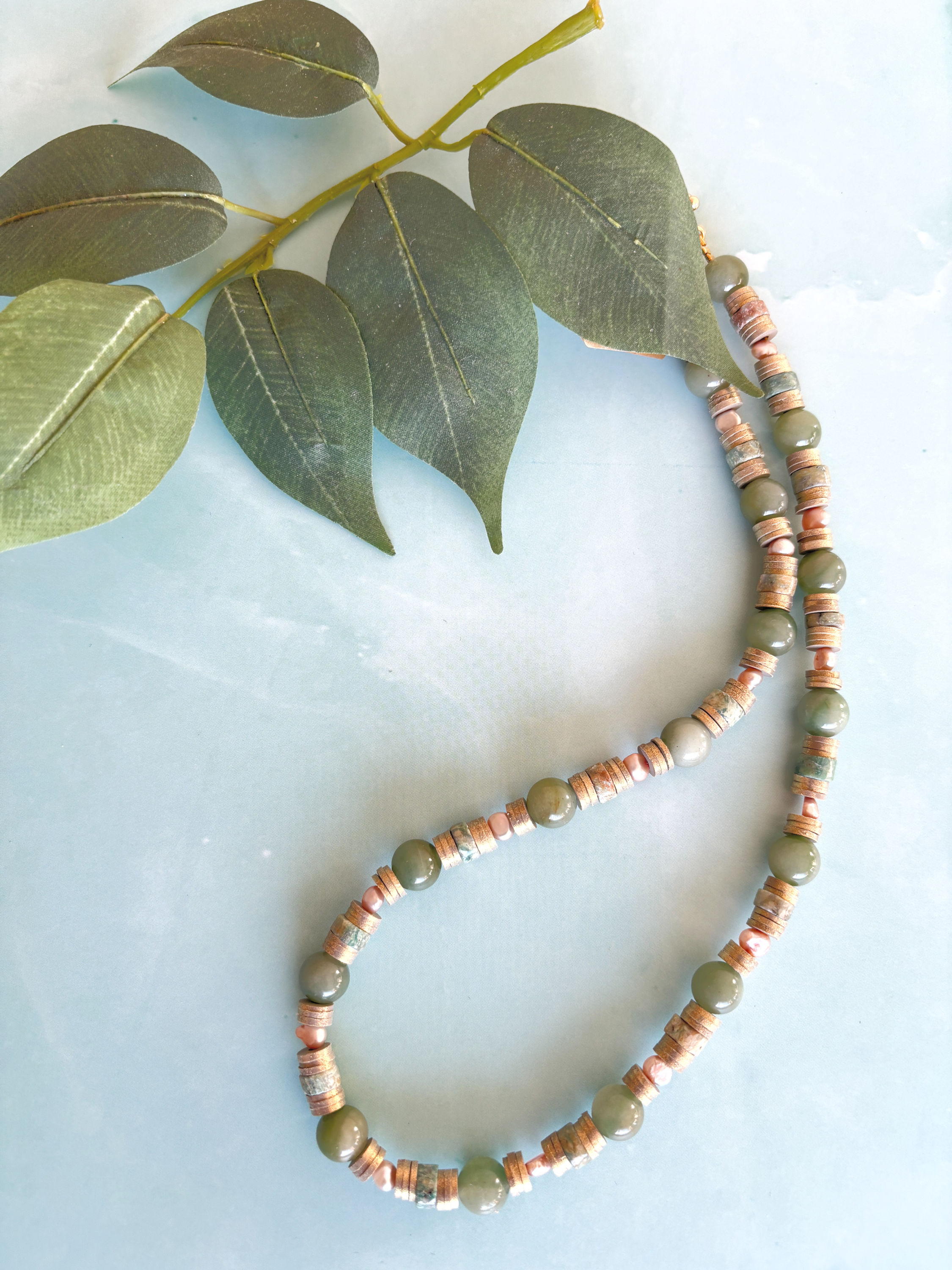 Moss Agate and Carnelian Necklace