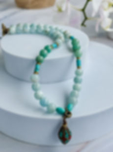 aquamarine necklace with amazonite