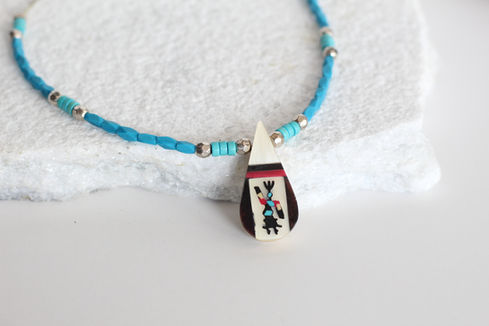 Vintage Hopi Pendant Necklace with turquoise beads