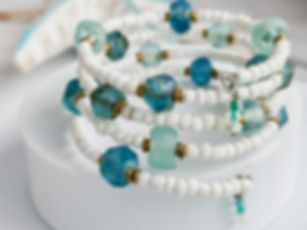 recycled glass bracelet blue