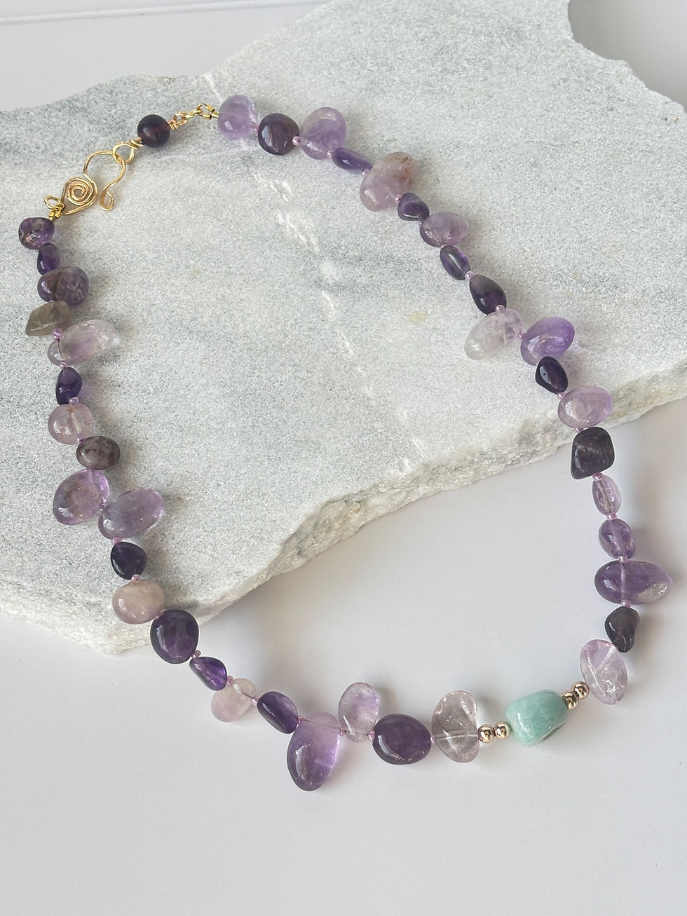amethyst necklace with Amazonite