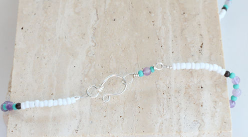 Handmade Sea Glass & Amethyst Coastal Necklace