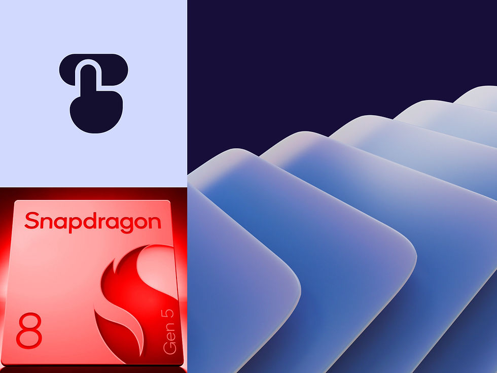 Сучасний абстрактний дизайн із логотипом, графічними елементами та ілюстрацією процесора Snapdragon 8 Gen 5