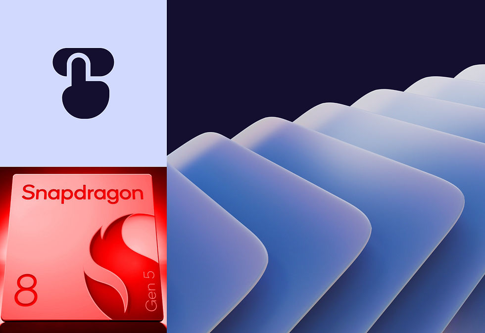 Сучасний абстрактний дизайн із логотипом, графічними елементами та ілюстрацією процесора Snapdragon 8 Gen 5