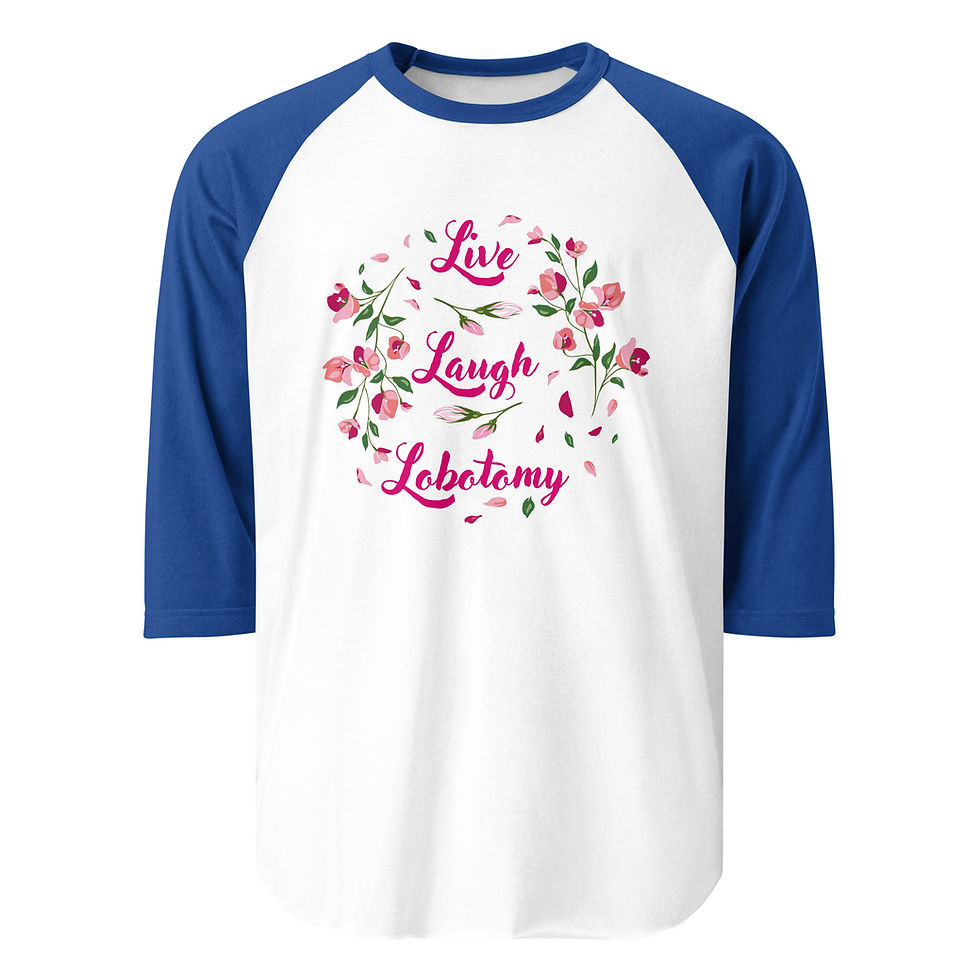 Thumbnail: Live Laugh Lobotomy 3/4 Sleeve Raglan Baseball Shirt Floral Pink