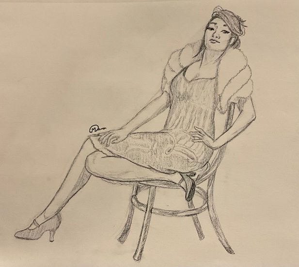 Charcoal Sitting Lady