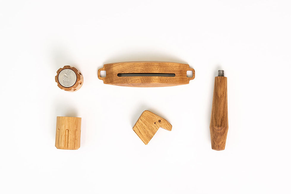 Thumbnail: Linea Mini R Holzset in Olive mit rb.crafts designtem Siebträgergriff