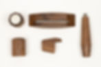 Thumbnail: Walnussholzset für eine La Marzocco Linea Mini, bestehend aus Siebträgergriff, Brühgruppenabdeckung, Paddle und Drehgriffen.