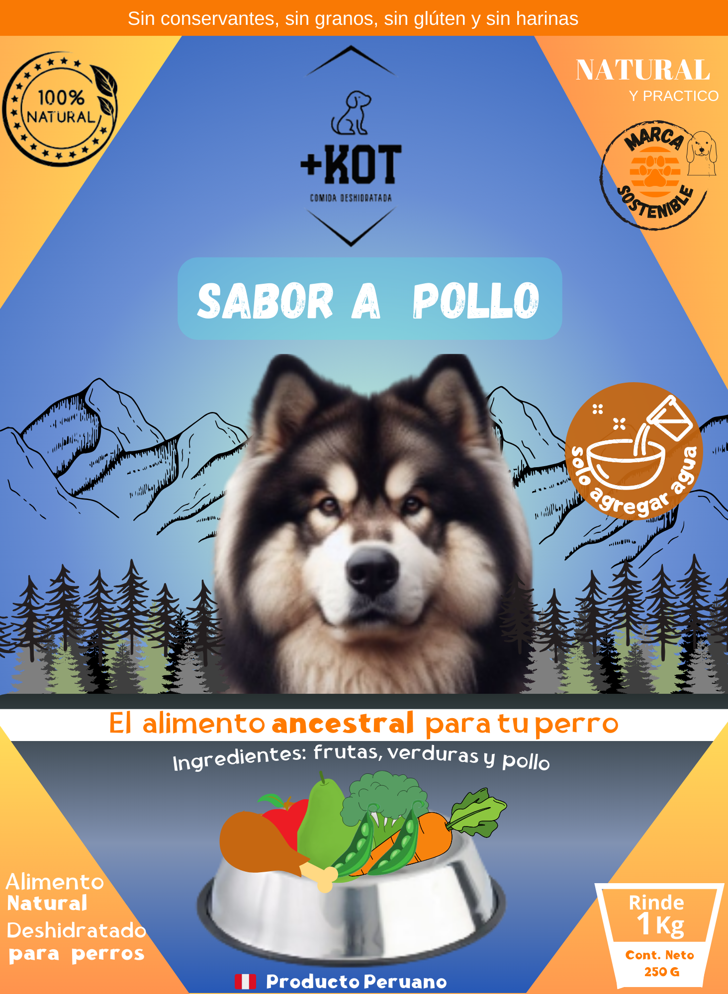 Menú de pollo 250 gr