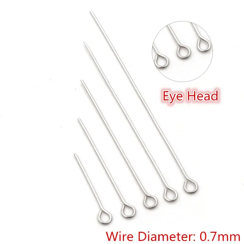 Thumbnail: 100pcs 20-70mm No Fade Stainless Steel Jewelry Making Pins Ball Head Eye
