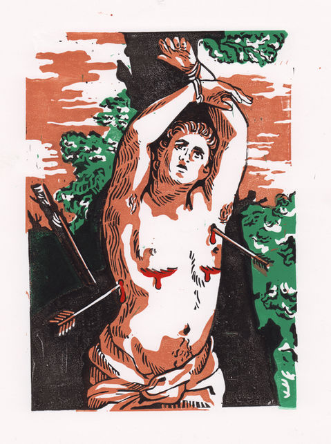 Transmasc St. Sebastian after Guido Reni, A5, 2021.