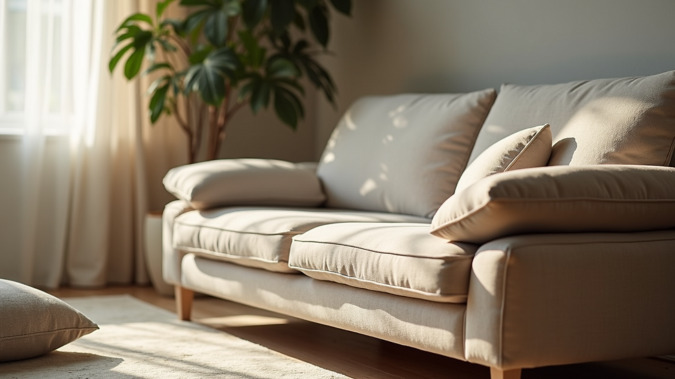 Close-up of a soft sofa inviting relaxation