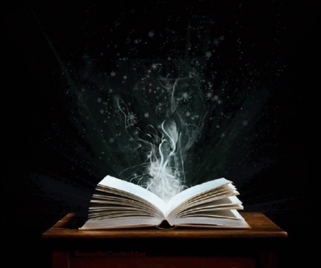 Gif de um livro com páginas voadoras.