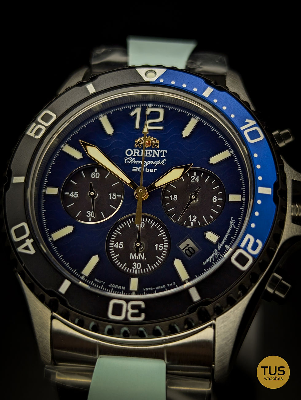Thumbnail: Orient Mako Solar Chronograph 20th Anniversary RA-TX0208L10B 200M Men's Watch