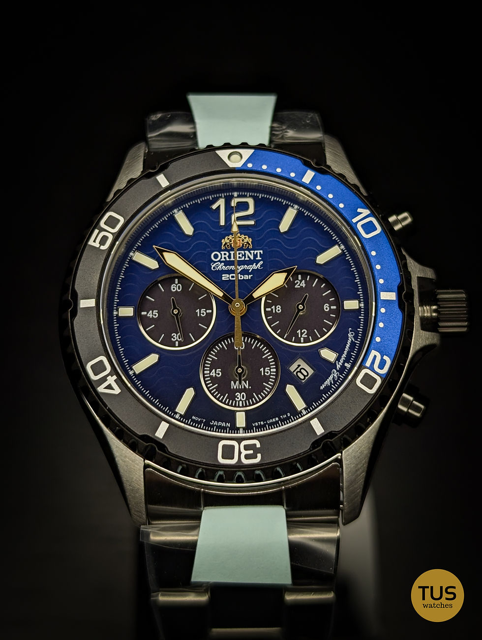 Thumbnail: Orient Mako Solar Chronograph 20th Anniversary RA-TX0208L10B 200M Men's Watch