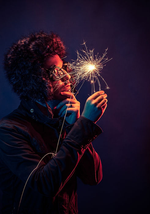 Man Holding Sparkler