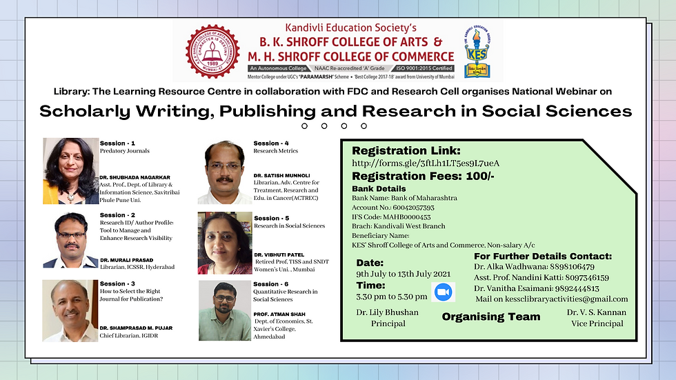 National Webinar on Scholarly Writing, Publishing and Research in Social Sciences
