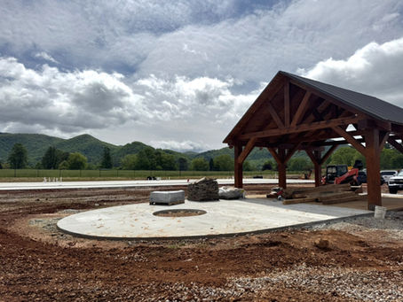 The concrete for the firepit has been poured