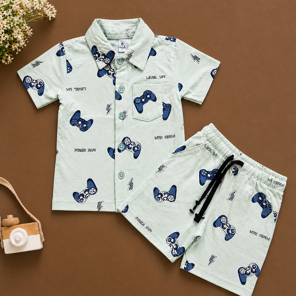 Thumbnail: Blue joystick collar button style co-ord set