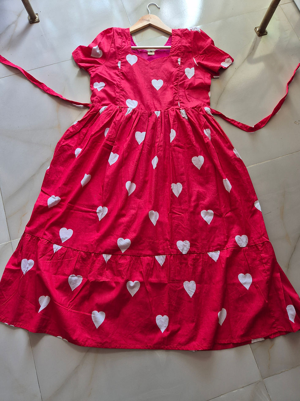 Thumbnail: Red hearts mulmul cotton  Zipped Feeding Kurthi